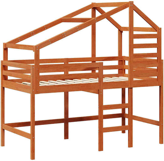 Kinderbett Koje Einzeln Braun für Matratze 90x190cm