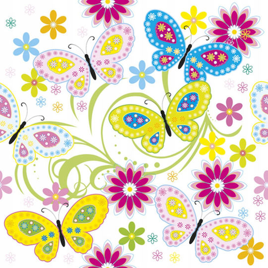 Set Plates Cups Napkins Butterflies