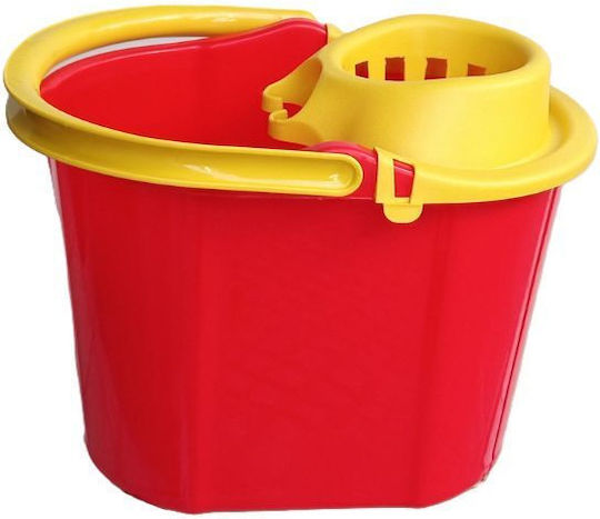 Nektarplast Mop Bucket with Wringer Plastic Capacity 18lt Red
