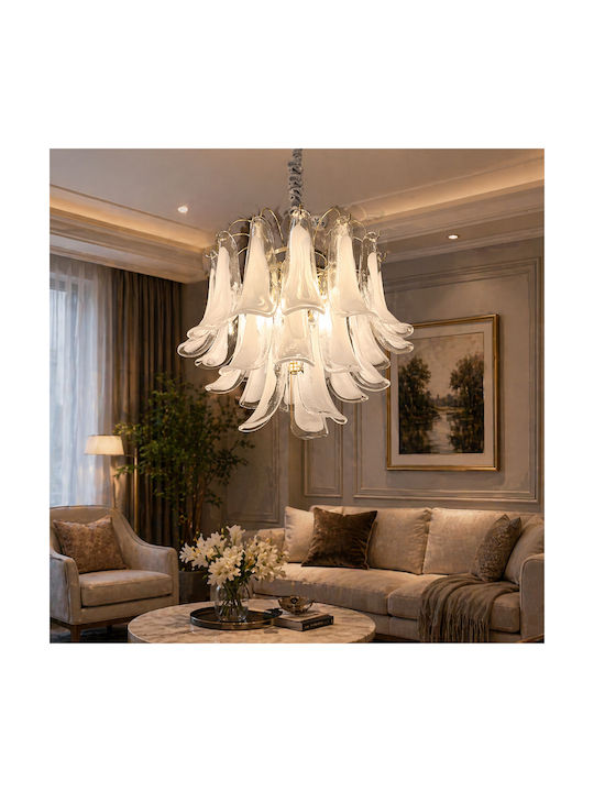 Alista Home Πολυέλαιος Ø60cm με Κρύσταλλα Λευκός Alista Home Πολυέλαιος Ø60cm με Κρύσταλλα Λευκός