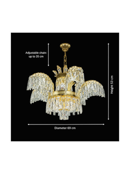 Alista Home Candelabru 12xG9 Ø69cm cu Cristale Auriu AT1CT-IM1P-HT2L-CC859/6GD