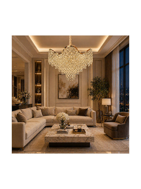 Alista Home Alista Home Kronleuchter 22xE14 Ø80cm mit Kristallen Gold Alista Home Alista Home Kronleuchter 22xE14 Ø80cm mit Kristallen Gold