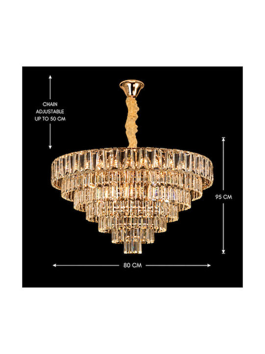 Alista Home Kronleuchter Ø80cm mit Kristallen Gold Alista Home Kronleuchter Ø80cm mit Kristallen Gold