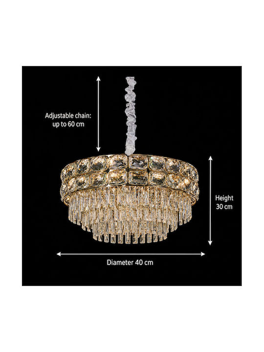 Alista Home Candelabru 4xE14 Ø40cm cu Cristale Auriu AT1CT-IM1P-HT2L-CC5112/400GD