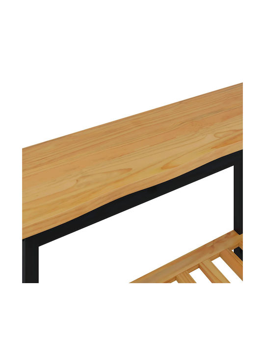 Solid Wood Console Black L112xW35xH76cm