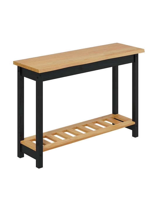 Solid Wood Console Black L112xW35xH76cm