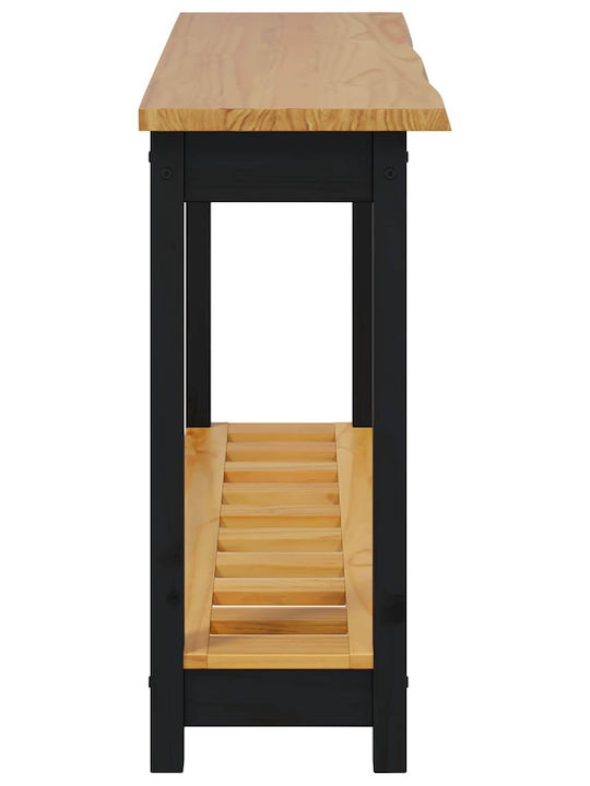 Solid Wood Console Black L112xW35xH76cm