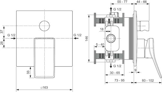 Ideal Standard Built-in Faucet Mixer for Shower 2 Exits Silver