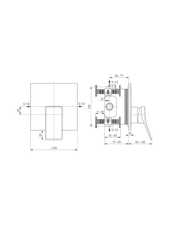 Ideal Standard Built-in Faucet Mixer for Shower 1 Outlet Grey