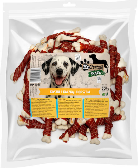 Mr. Pretzel Recompense Pentru Câini Rase Mici Dietetice Cu Rață, Cod, Grâu Și Orez 500gr