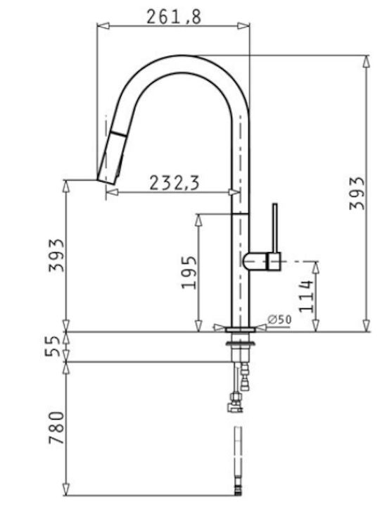 Pyramis Kitchen Faucet Counter Silver
