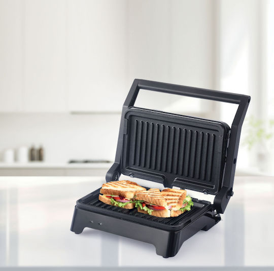 Rohnson Sandwich Maker with Non-Stick, Removable, Magnetic Plates for 2 Toasts 800W Grey