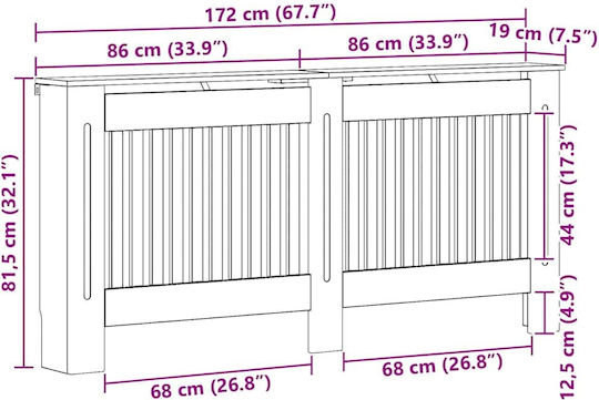 vidaXL MDF Heizkörperabdeckung Weiß 172x19x81.5cm