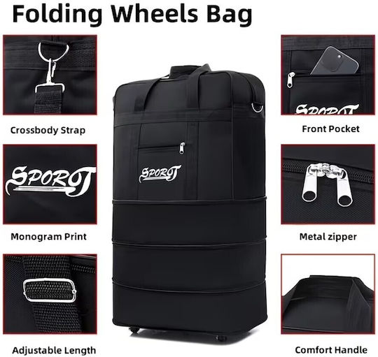 Sack Voyage Black with Wheels Fabric M80xW20xH47cm