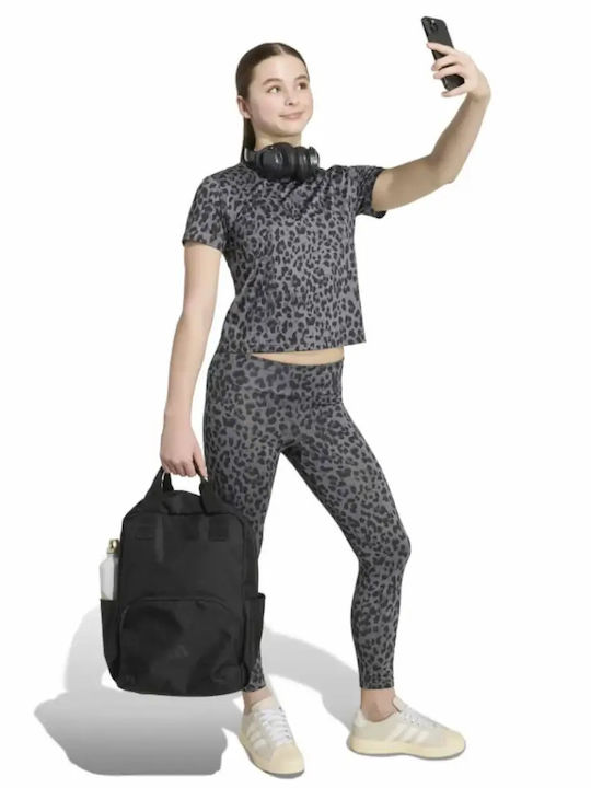 Kids Leggings Athletic Long Grey Animal