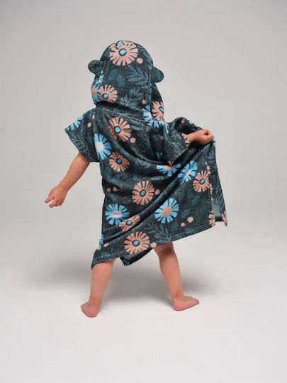 All In Baby Poncho 3-6 Years Old Floral Blue