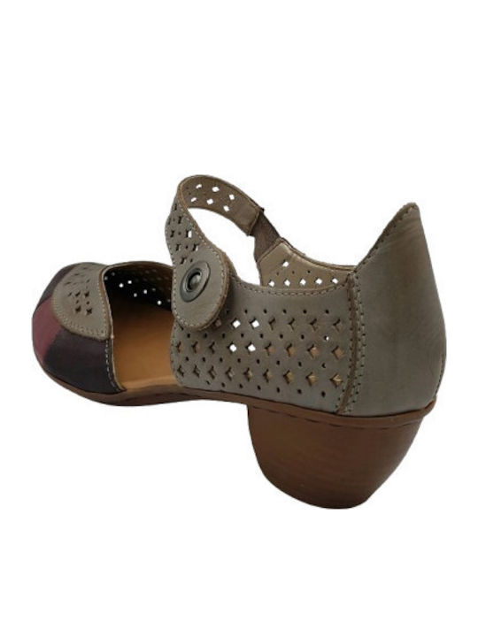Leder Pumps mit Riemen Grau