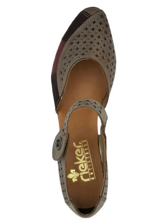 Leder Pumps mit Riemen Grau