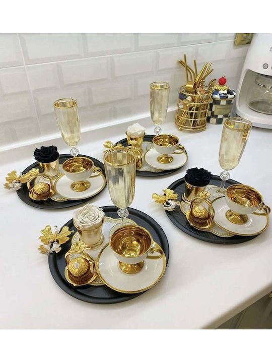 SteweHome Decorative Round Metallic Tray 22x22cm 6 Pieces