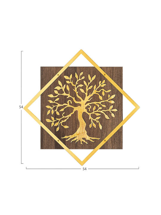 Freebox Mixed Art Gold Wooden Wall Decor 54x3x54cm
