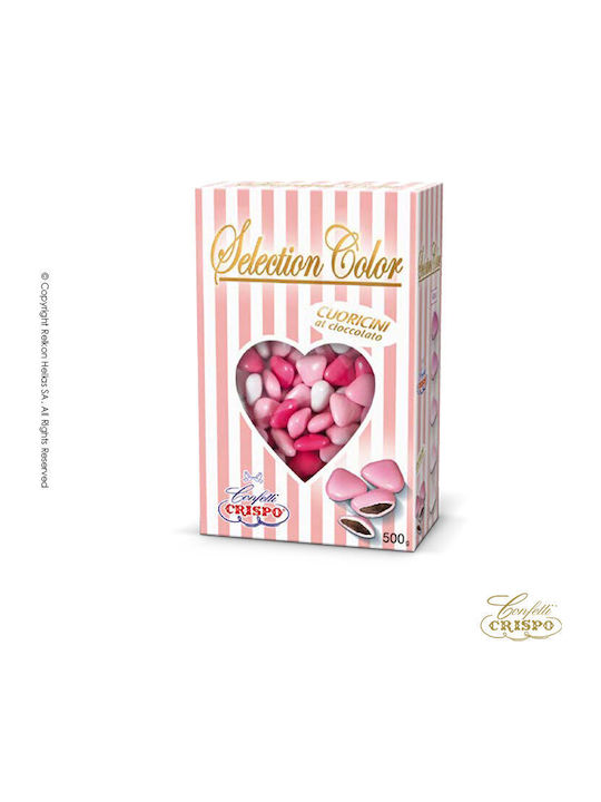 Confetti Crispo Selection Sugared Almonds in Hearts Shape with Chocolate Brown Flavour 500gr