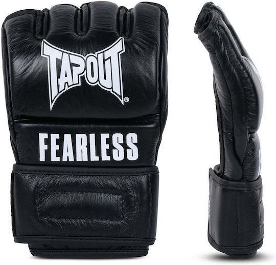 MMA Gloves Tapout Fearless Leather MMA Gloves Black White