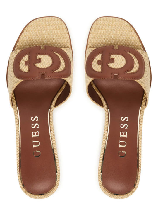 Mules with Heel in Beige Colour