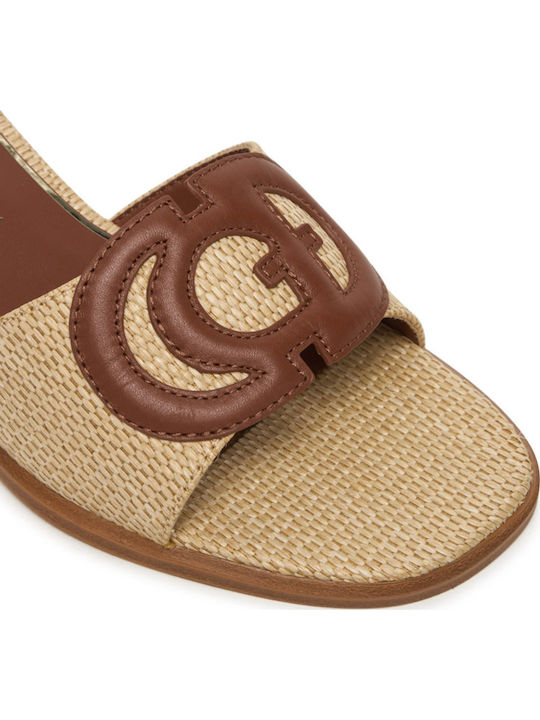 Mules with Heel in Beige Colour