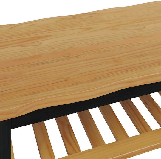 vidaXL Kaffeetische mit Funktionales Design Zentral Massivholz Schwarz M100xL60xH45,5cm