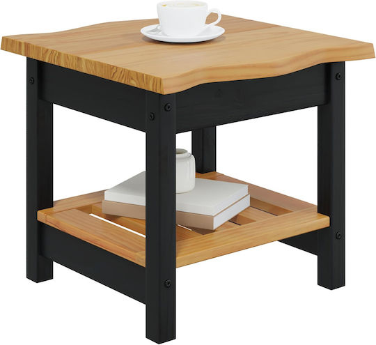 Square Solid Wood Side Table from Solid Wood Black 50x50x45.5 cm