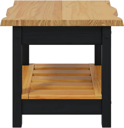 Square Solid Wood Side Table from Solid Wood Black 50x50x45.5 cm