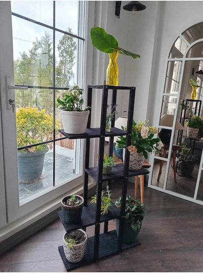 SteweHome Wooden Black Plant Stand Shelf 22.5x20x115cm