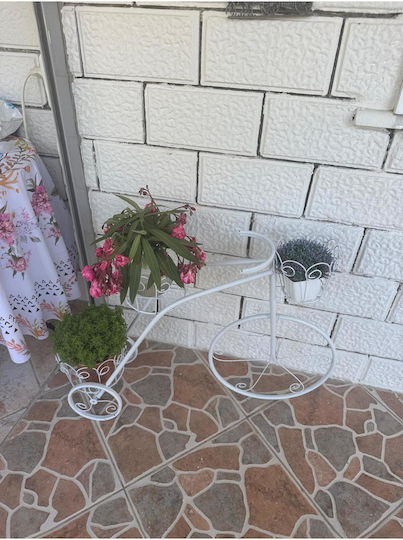 SteweHome Βάση Γλάστρας Μεταλλική Λευκή 12x13x60εκ.