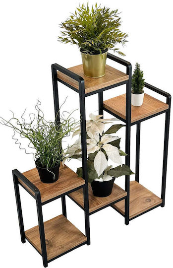 SteweHome Metal Black Plant Stand 22x22x80cm