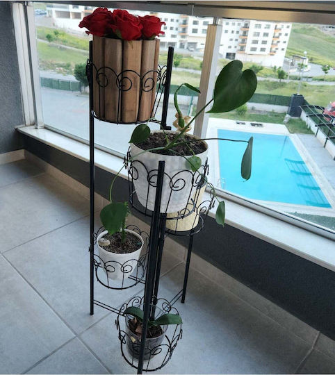 SteweHome Βάσεις Γλάστρας Μεταλλικές Μαύρες 5τμχ