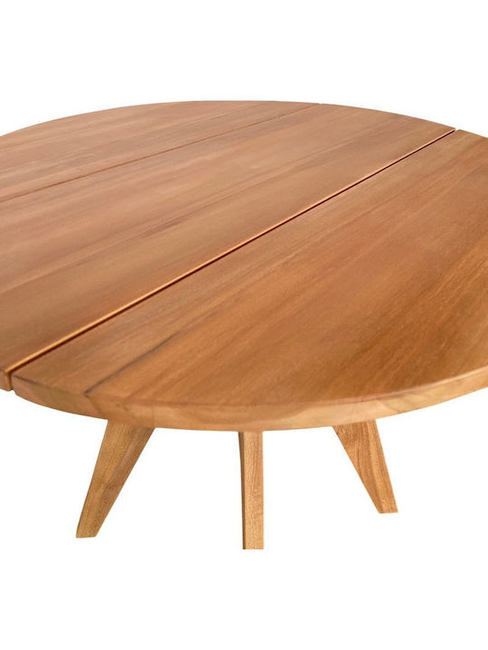 Cadrada Round Kitchen Table from Solid Wood Natural Shade 80x80x76cm