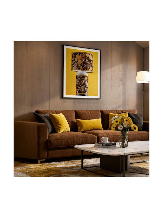 Oxygen Glass Table Lamp for E27 Fitting with Brown Shade and Base