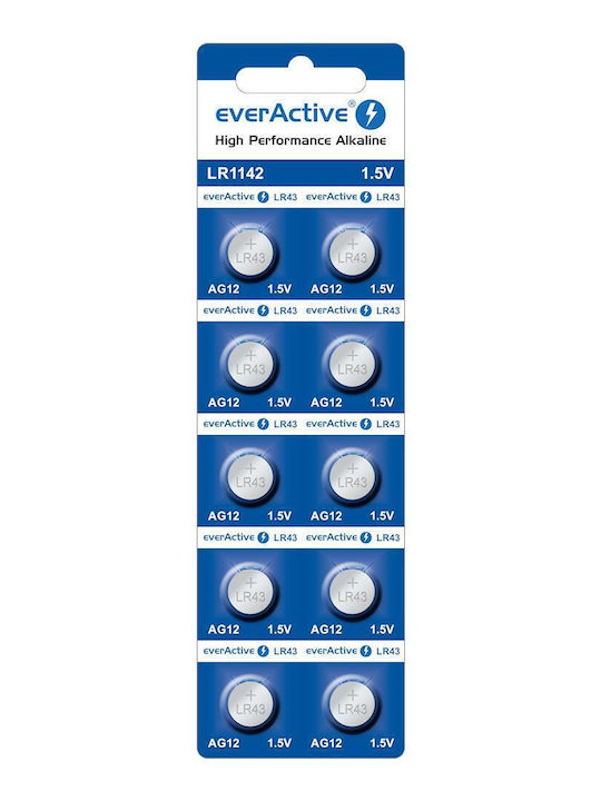 Everactive Mini Baterie Alcalină Ag12 G12 Lr1142 Lr43 Pachet Blister 10
