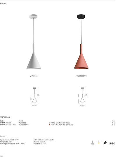 VK Lighting Orange Pendant Ceiling Light