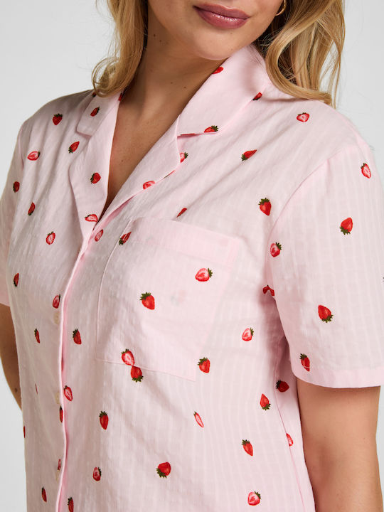 Hunkemöller Summer Women's Pyjama Blouse Woven Strawberry