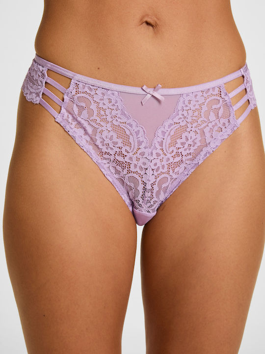 Belle High Waist Women's Brazil with Lace Purple