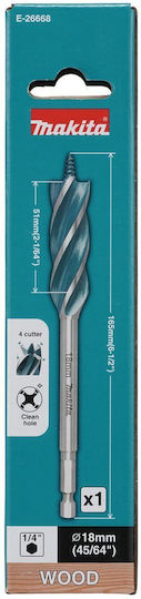 Makita Свредло с Шестоъгълно Стебло за Дърво 18x165mm