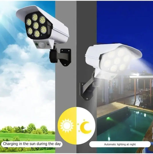 Stewehome Solar Outdoor Garden Lighting Motion Sensor 77 LED Security Camera Shape White