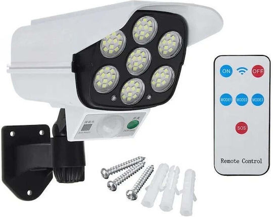 Stewehome Φωτιστικό Led Ηλιακής Ενέργειας Εμφάνιση Κάμερας Αδιάβροχο Τηλεχειρισμό Λευκό 21 Cm