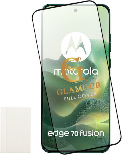 Idol 1991 Glamour Tempered Glass Motorola Edge 70 Fusion 5g 6.78in9h 0.30mm Full Cover 3d Full Glue Finger Unlock Black+squeezy