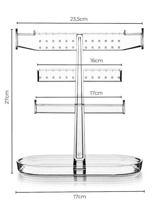 SteweHome Jewellery Stand Plastic White 12x23.5x27cm