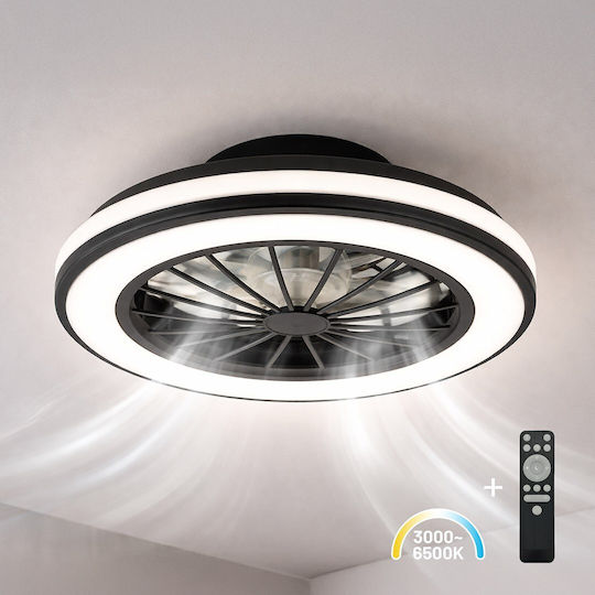 Eko Light Blast Πλαφονιέρα 38.5cm με Φως Μαύρη