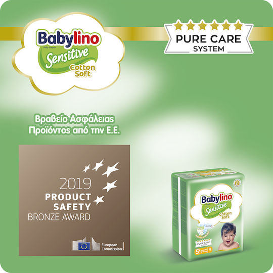 Babylino Scutece cu bandă adezivă Sensitive Cotton Soft Nr. 5+ pentru 12-17kg 42buc