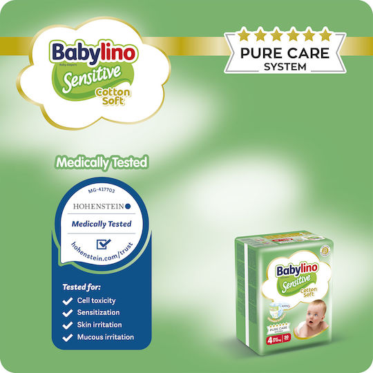 Babylino Scutece cu bandă adezivă Sensitive Cotton Soft Nr. 4 pentru 8-13kg 50buc