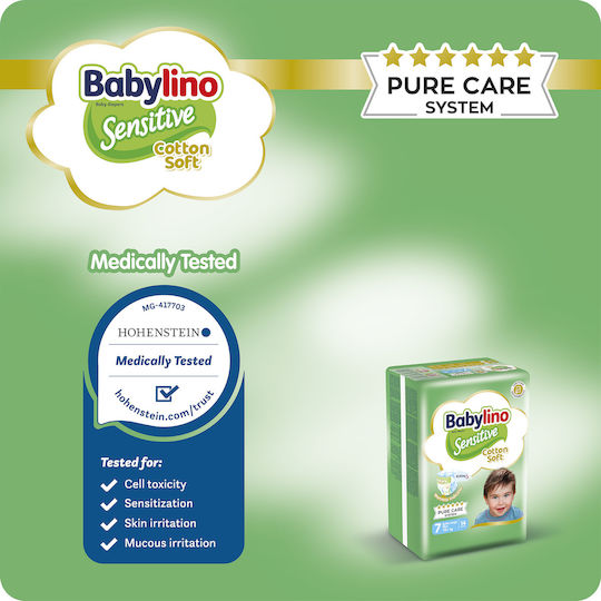 Babylino Scutece cu bandă adezivă Sensitive Cotton Soft Nr. 7 pentru 15+kg 36buc